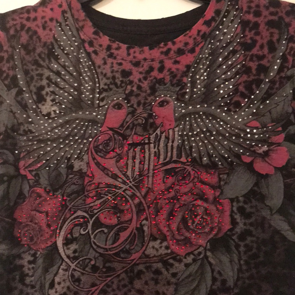 Sinful Swallows & Roses sequin tee